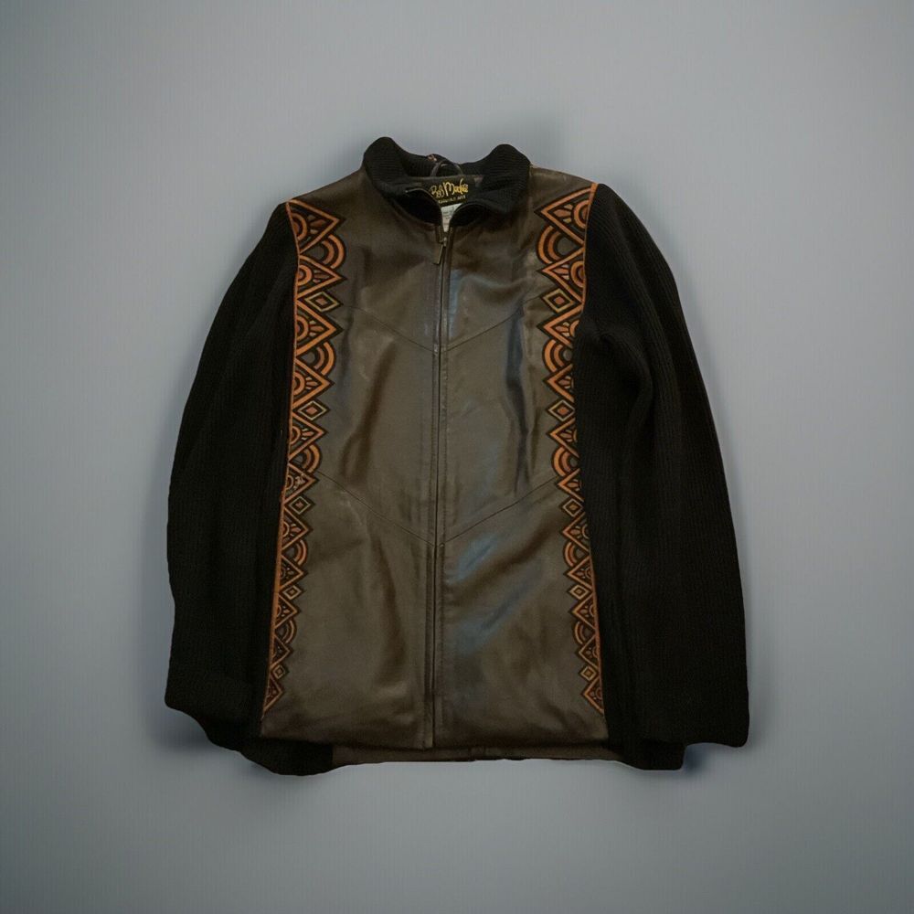 Vintage QVC Small Bob Mackie Wearable Art Embroidered Leather Jacket Sweater Sml